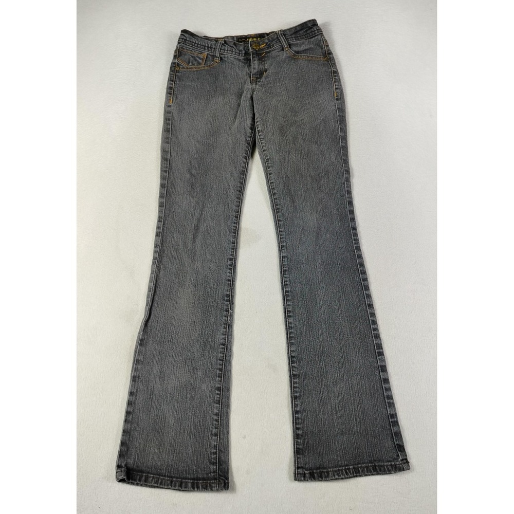 Southpole Jeans Women's Juniors 5 Gray Charcoal Low Rise Bootcut Stretch‎ Denim